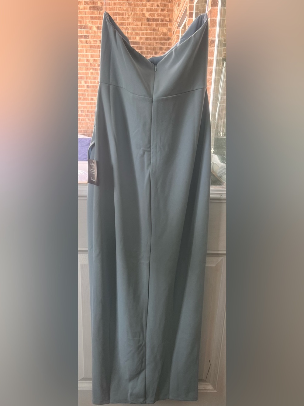 NWT Lulus After Hours Light Blue Strapless Ruffled Slit Maxi Dress 🐝 - Picture 5 of 8